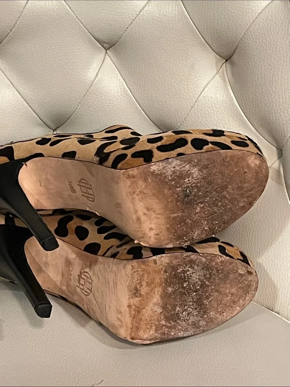 House of Harlow 1960 Leopard Print Platform Booties Tan Black Size 8 EU 38.5